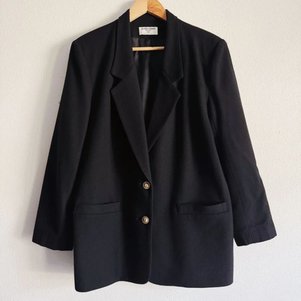 90s vintage black wool blazer w/ gold tone buttons
